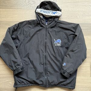Vintage Pro Player Detroit Lions Jacket Adult XXL Black Hooded Full Zip NFL
